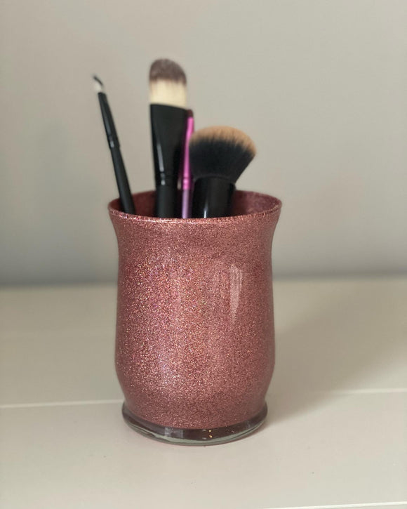 Glitter makeup brush cup